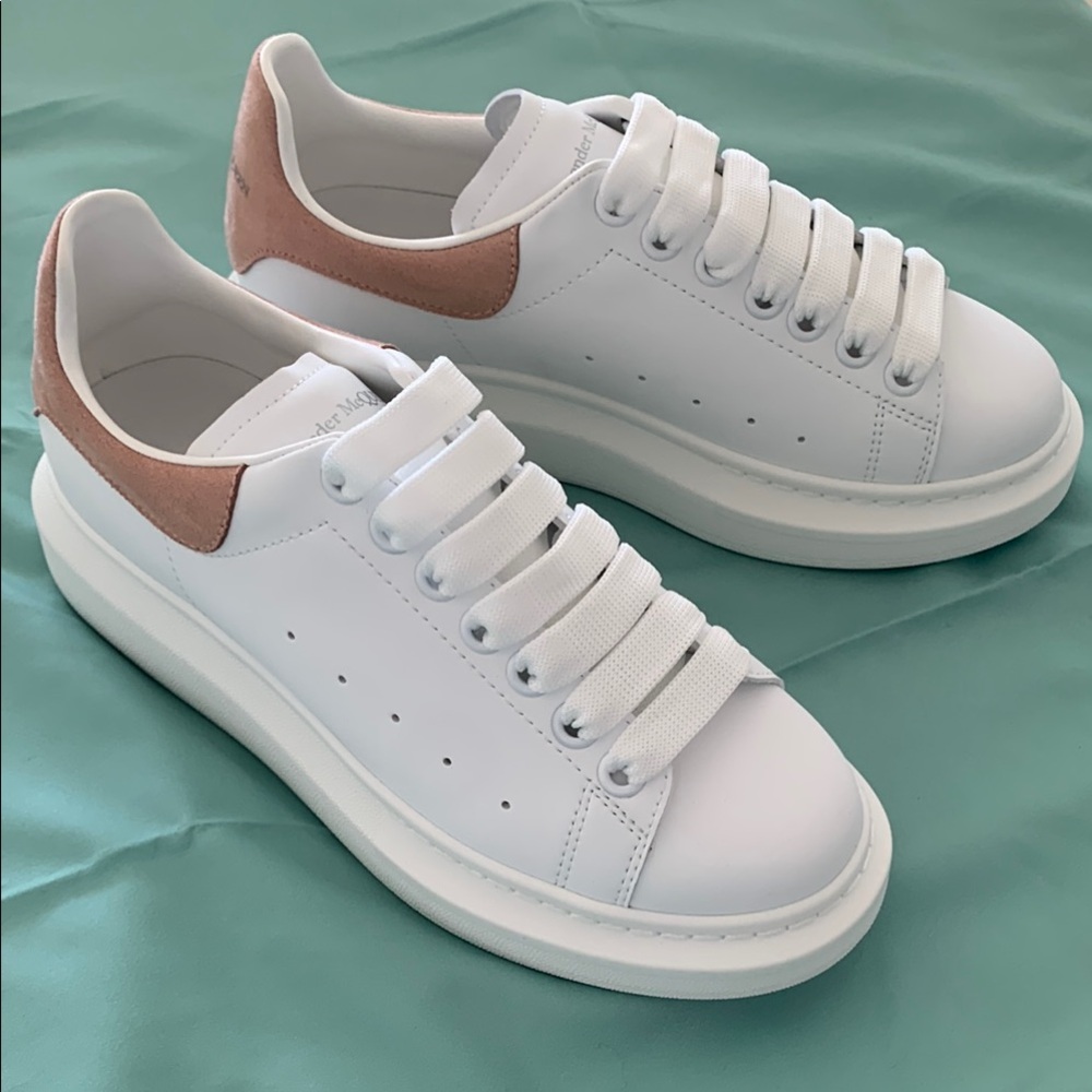 Alexander McQueen White and Tan Sneakers